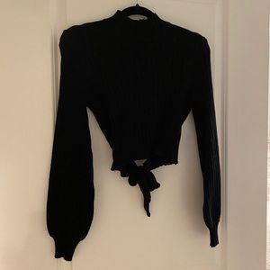 Cropped Black Sweater With Open Back